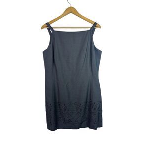 Vintage Emanuel Ungaro Black Sheath Square Neck Bead Black Dress Size 6